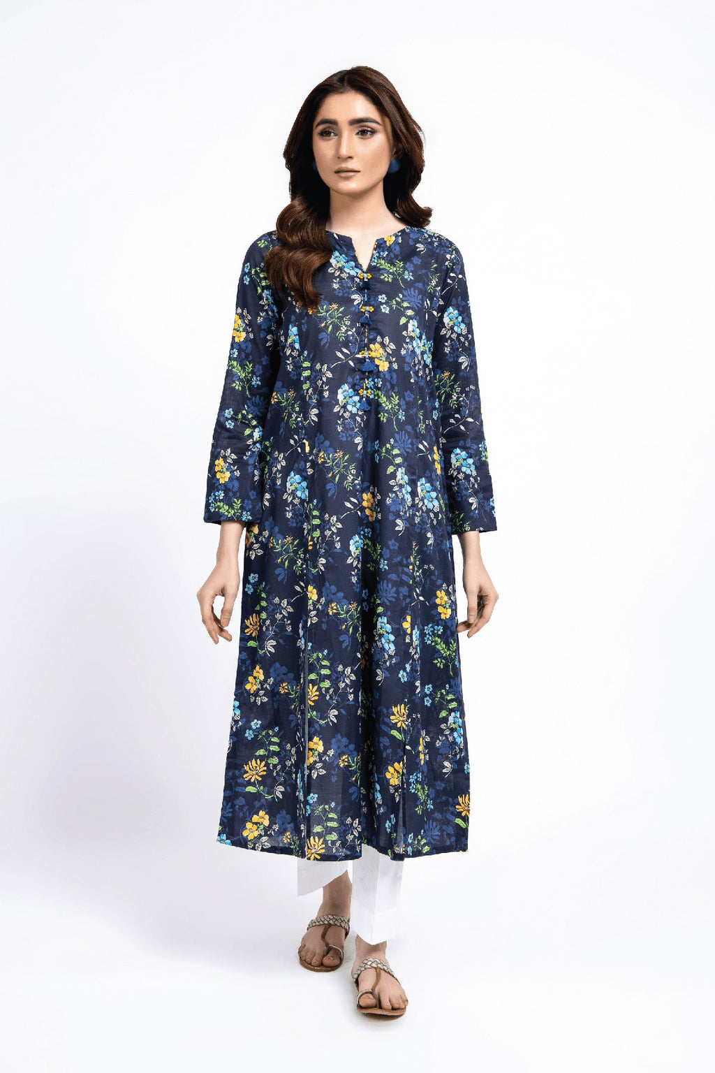 Printed Blue Lawn Pret Shirt by The Fabric Store