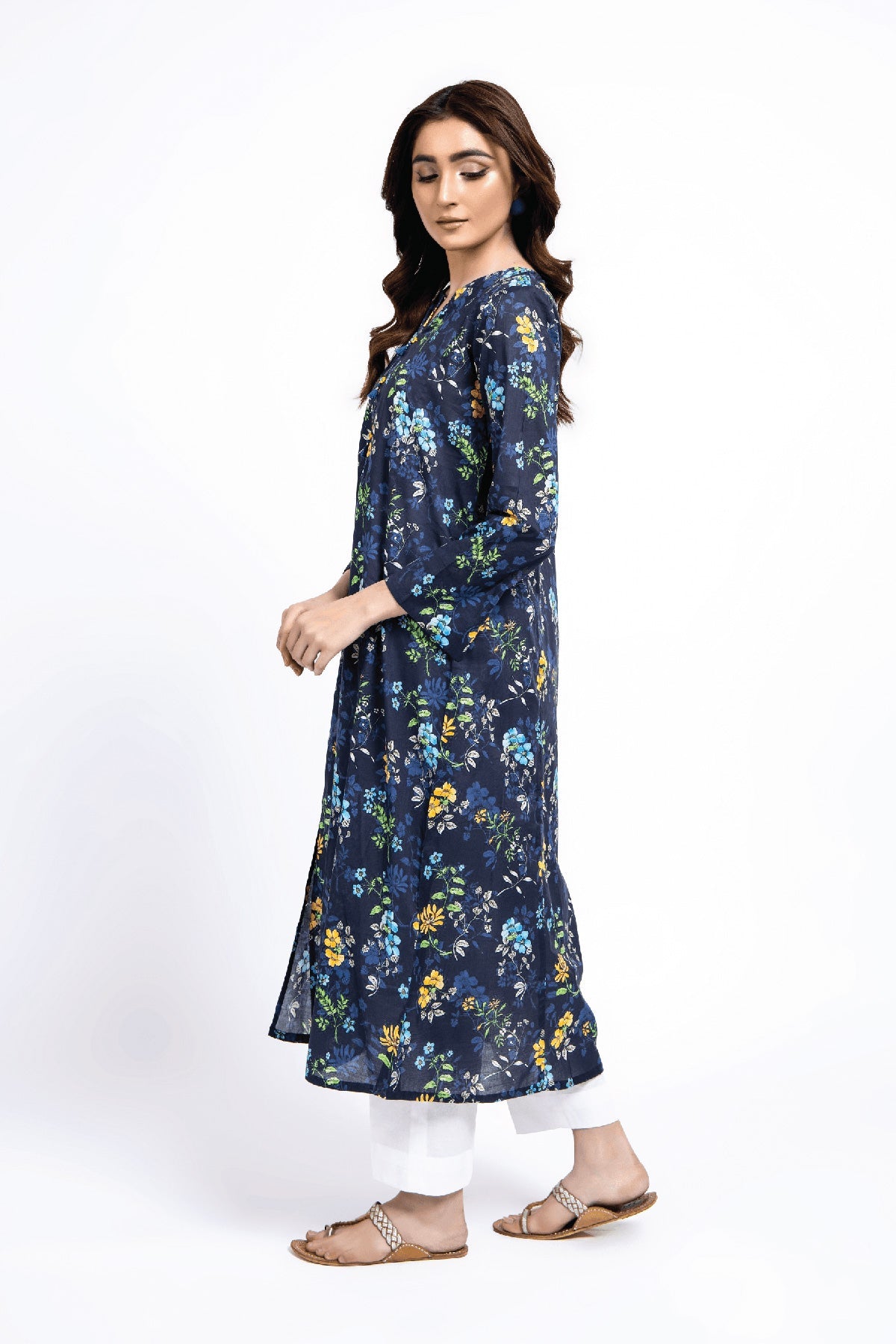 Printed Blue Lawn Pret Shirt by The Fabric Store, photo 2