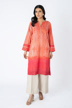Printed Orange Lawn Pret Shirt by The Fabric Store