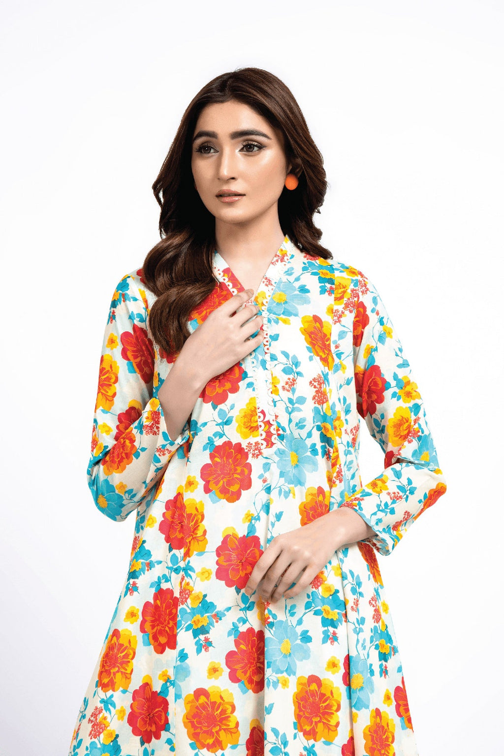 Printed Beige Lawn Pret Shirt by The Fabric Store, photo 3