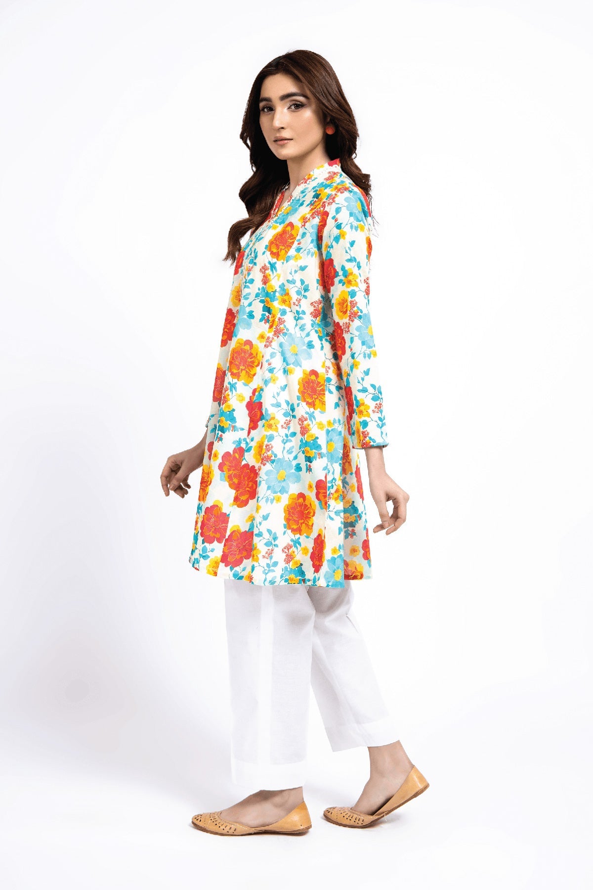 Printed Beige Lawn Pret Shirt by The Fabric Store, photo 4