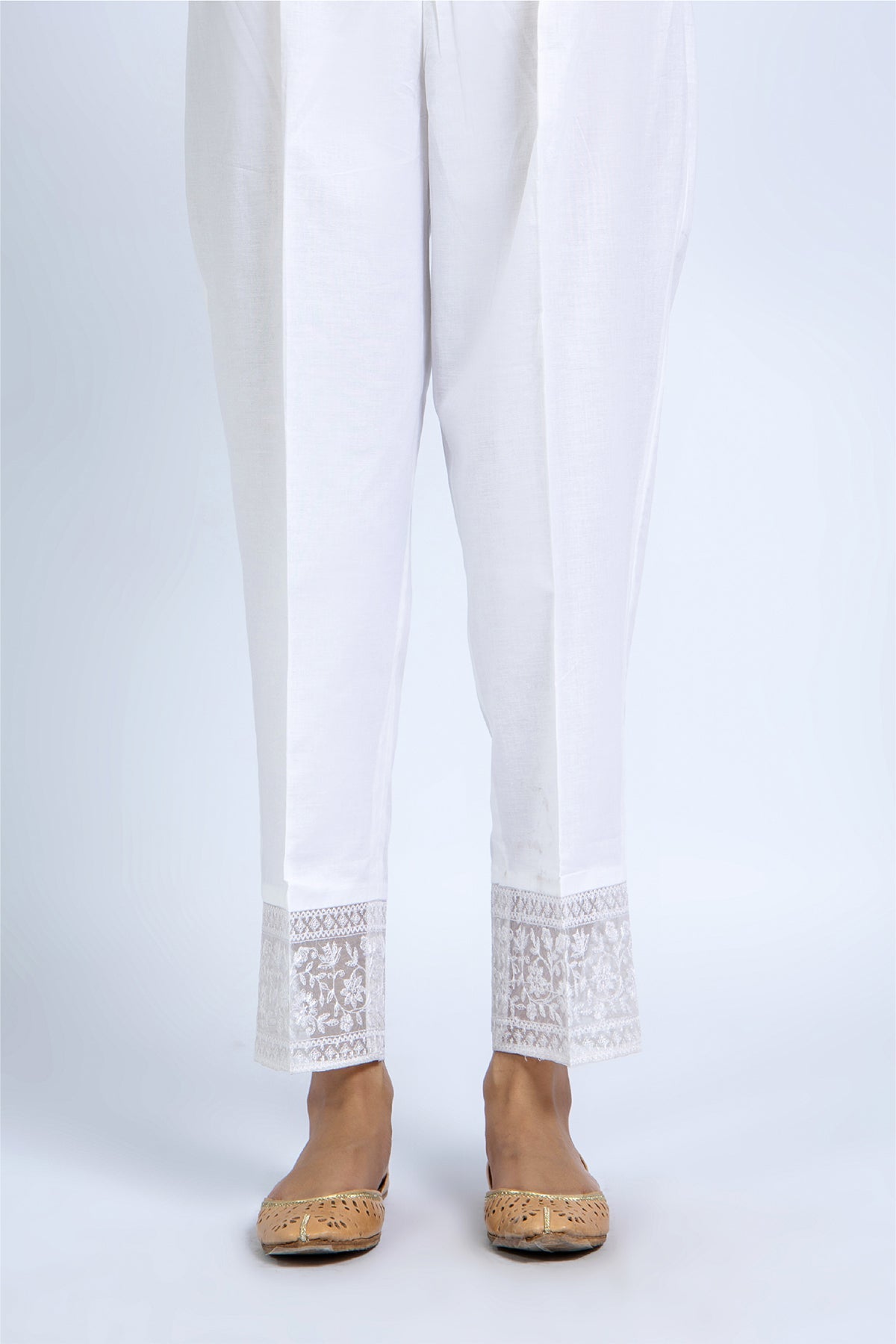 Embroidered White Cambric Pret Shirt by The Fabric Store