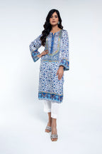 Printed Blue Shamoz Silk Pret Shirt by The Fabric Store