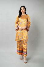Printed Mustard Shamoz Silk 2-Piece Pret Suit by The Fabric Store