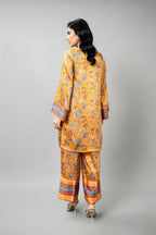 Printed Mustard Shamoz Silk 2-Piece Pret Suit by The Fabric Store, photo 2