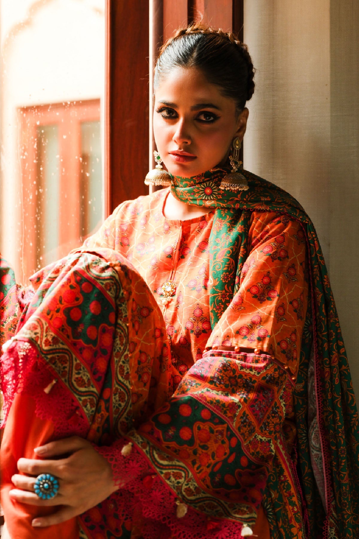 Printed Yellow Slub Khaddar 3-Piece Unstitched Suit by The Fabric Store, photo 3