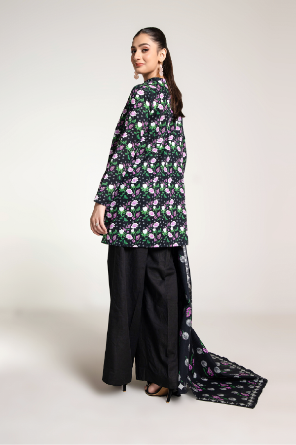 Printed Black Slub Khaddar 3-Piece Pret Suit by The Fabric Store, photo 3