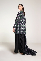 Printed Black Slub Khaddar 3-Piece Pret Suit by The Fabric Store, photo 3