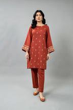 Embroidered Rust Cotton Karandi 2-Piece Pret Suit by The Fabric Store, photo 4