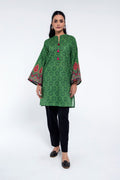 Printed D Green Slub Khaddar Pret Shirt by The Fabric Store