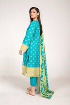 Printed Ferozi Slub Khaddar 3-Piece Unstitched Suit by The Fabric Store, photo 3
