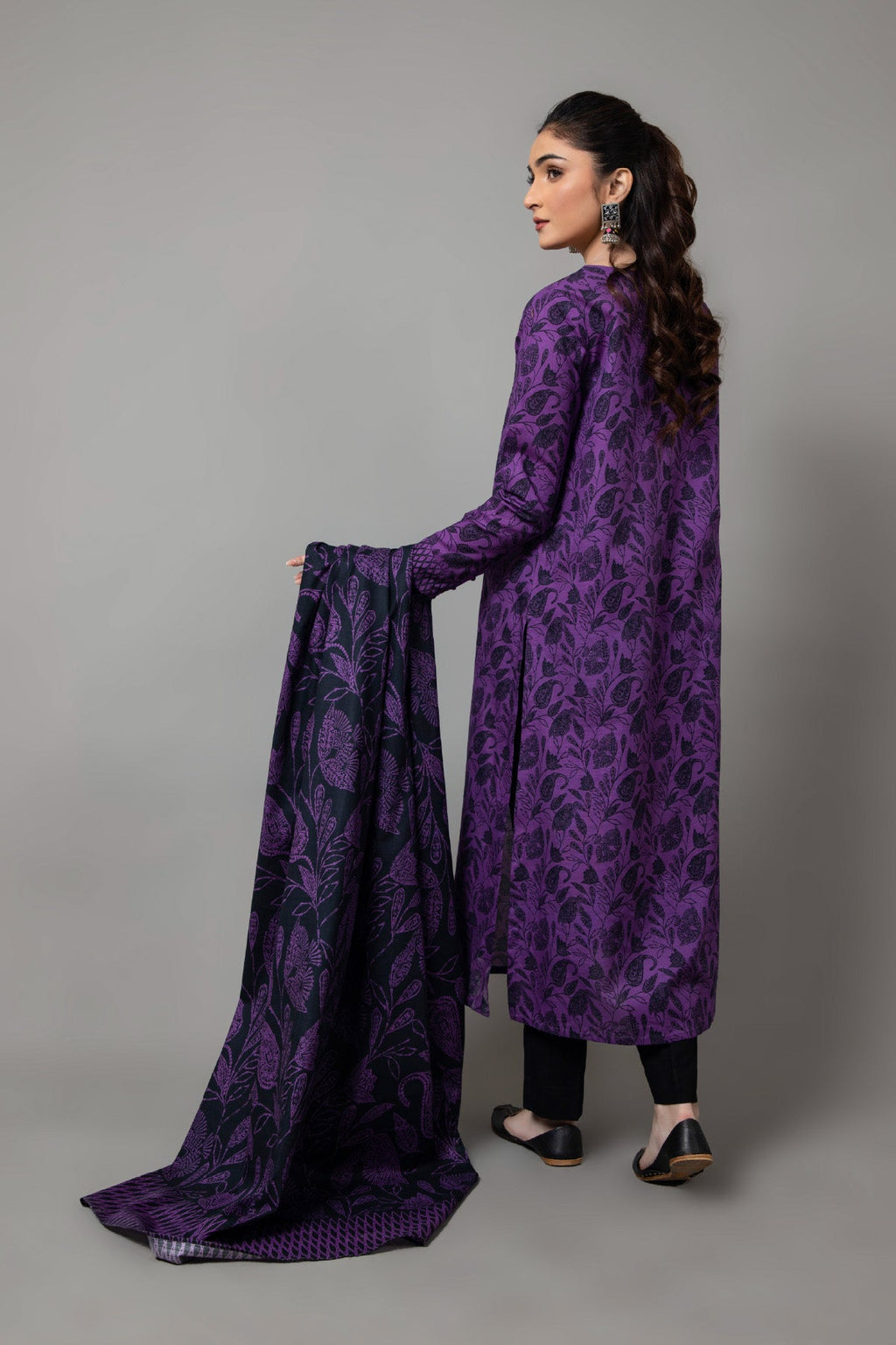 Printed Purple Slub Khaddar 2-Piece Unstitched Suit by The Fabric Store, photo 3