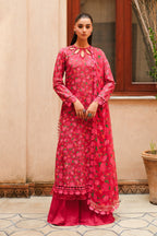 Printed Red Slub Khaddar 2-Piece Unstitched Suit by The Fabric Store