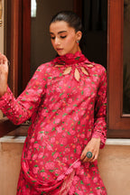 Printed Red Slub Khaddar 2-Piece Unstitched Suit by The Fabric Store, photo 2