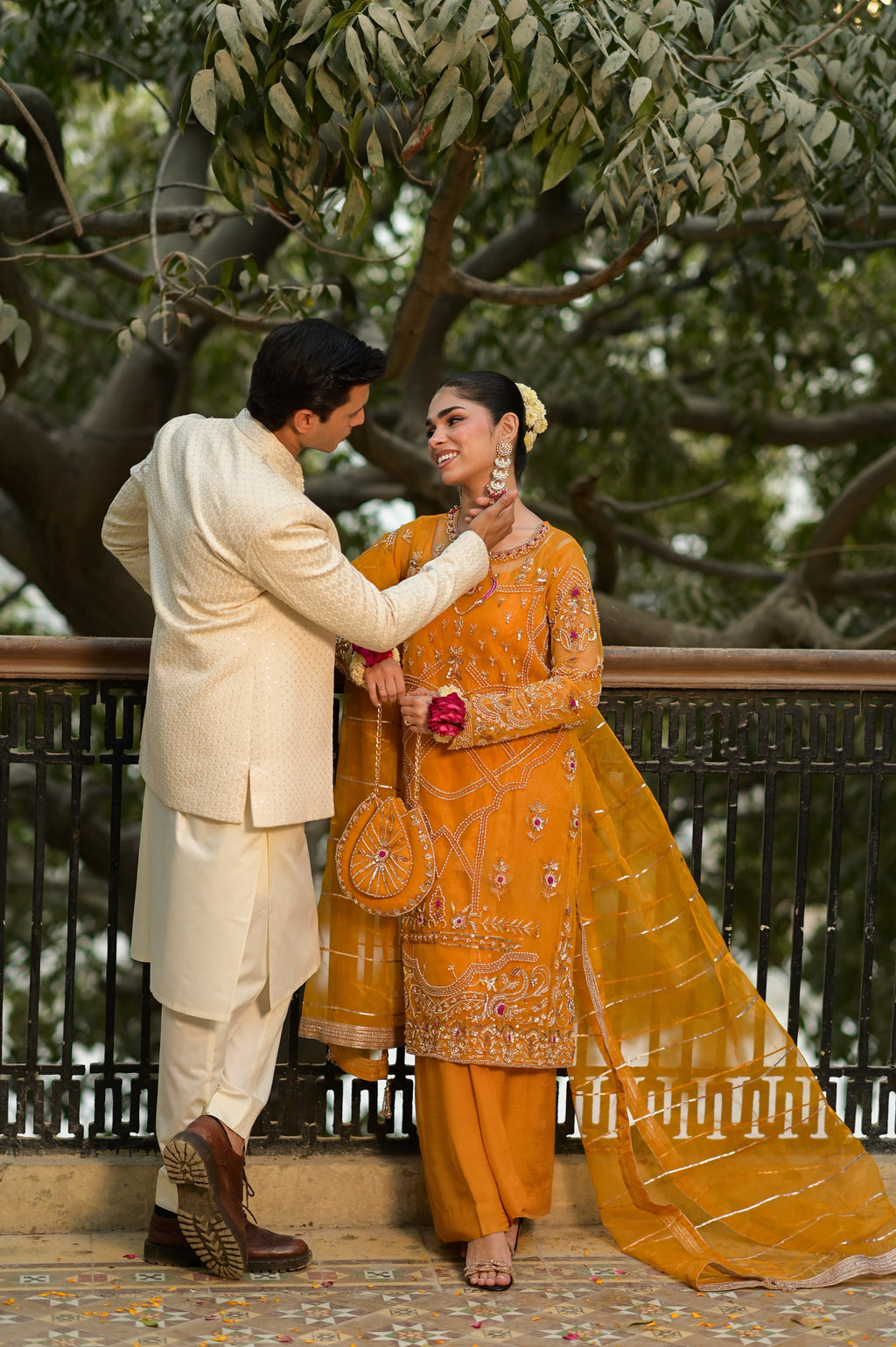 Mirza Mustard Fine Net 4-Piece Formal Suit by Kinza Khalid, photo 4