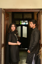 Shaan Black Sheesha Silk 3-Piece Formal Suit by Kinza Khalid, photo 4