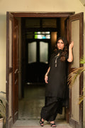 Shaan Black Sheesha Silk 3-Piece Formal Suit by Kinza Khalid