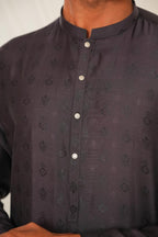 Grey Plain Kurta Pajama by Al Deebaj, photo 2