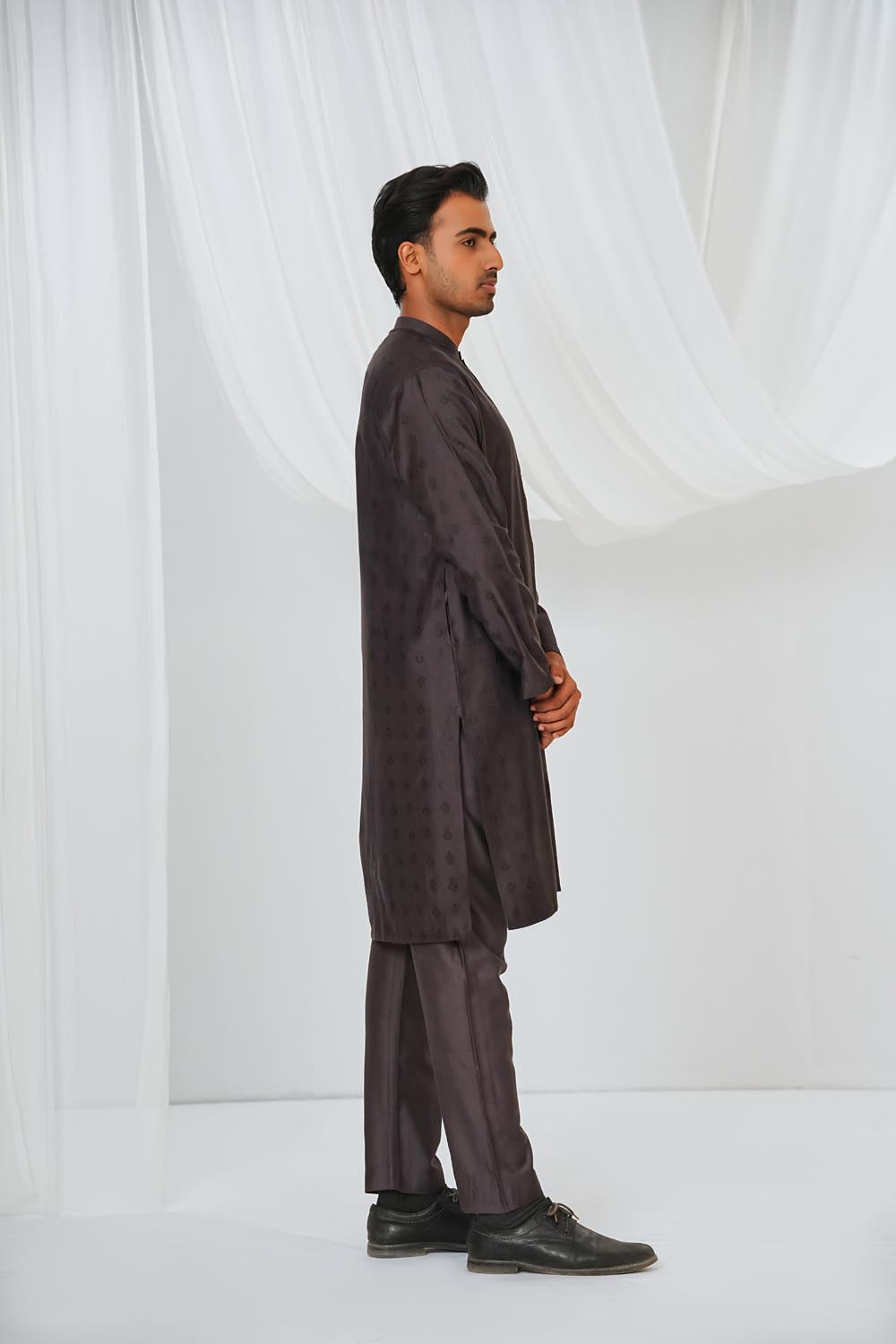 Grey Plain Kurta Pajama by Al Deebaj, photo 4