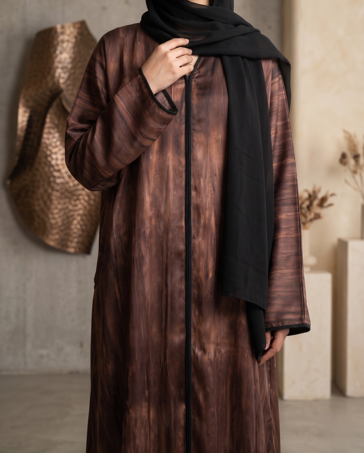 Hazel Mist Printed Abaya by Al Deebaj