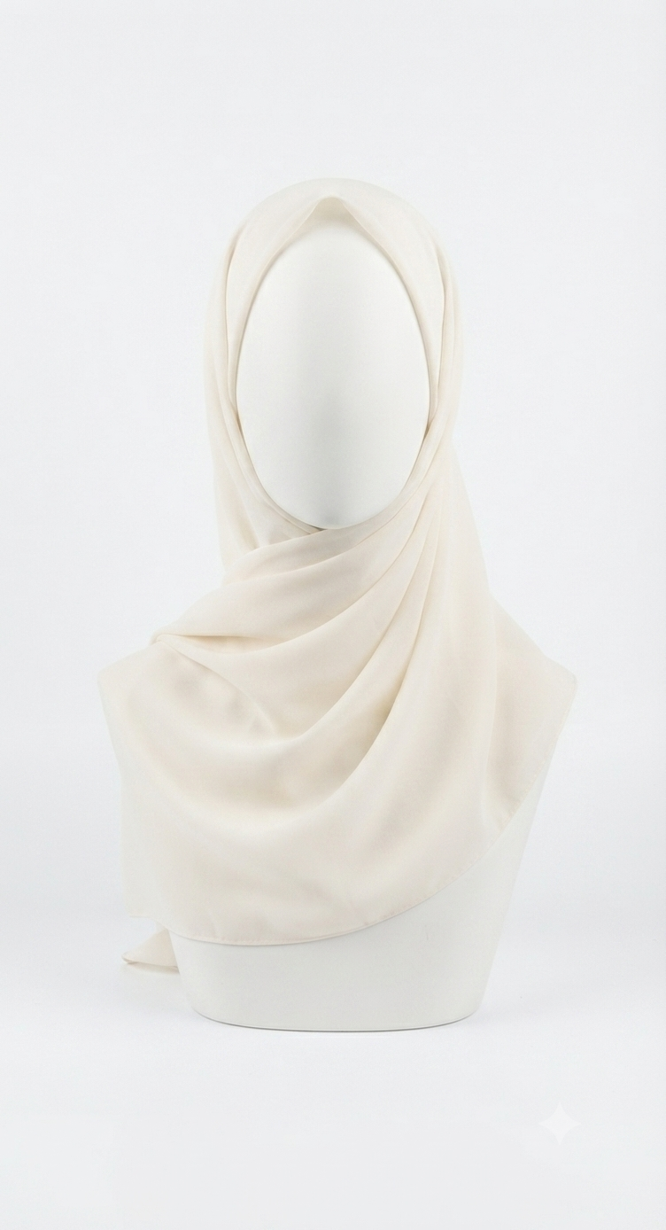 Ivory Silk Hijab by Leema, photo 2