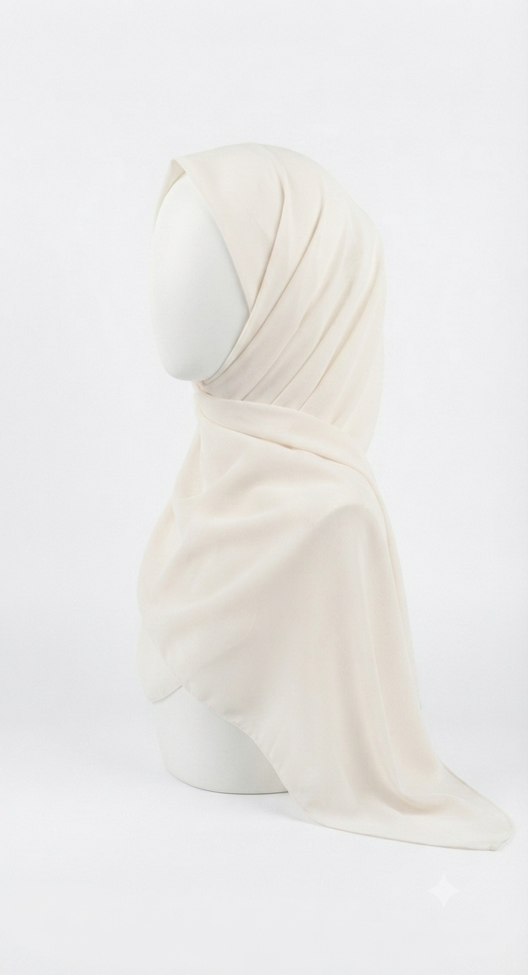 Ivory Silk Hijab by Leema