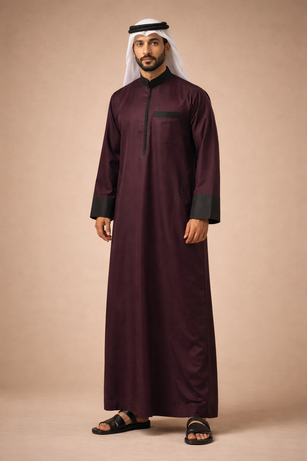 Burgundy Zipper Jubbah by Al Deebaj, photo 3