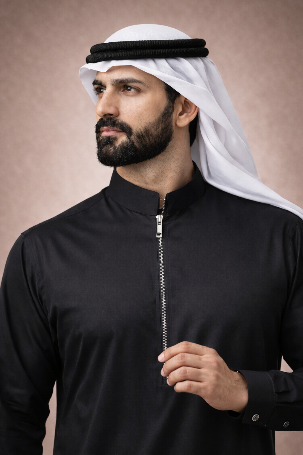 Black Zipper Jubbah by Al Deebaj