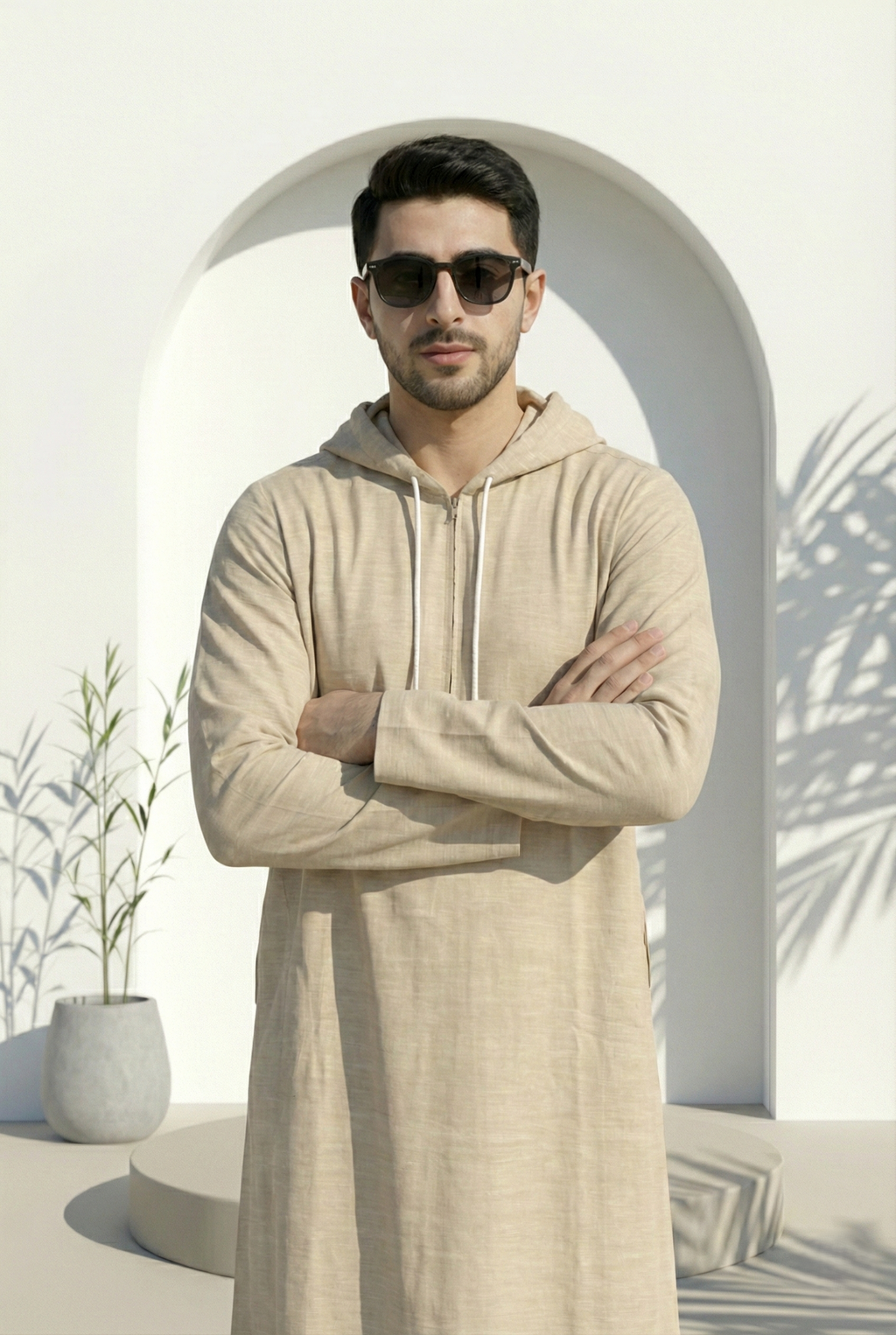 Gold Brown Hoodie Jubbah by Al Deebaj