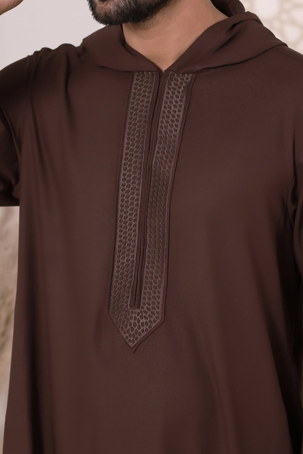 Choc Brown Embroidered Jubbah by Al Deebaj, photo 2