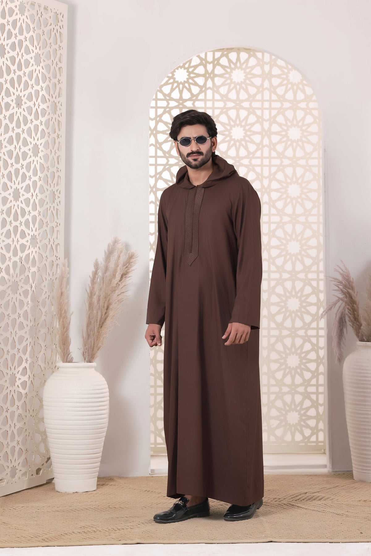Choc Brown Embroidered Jubbah by Al Deebaj, photo 6