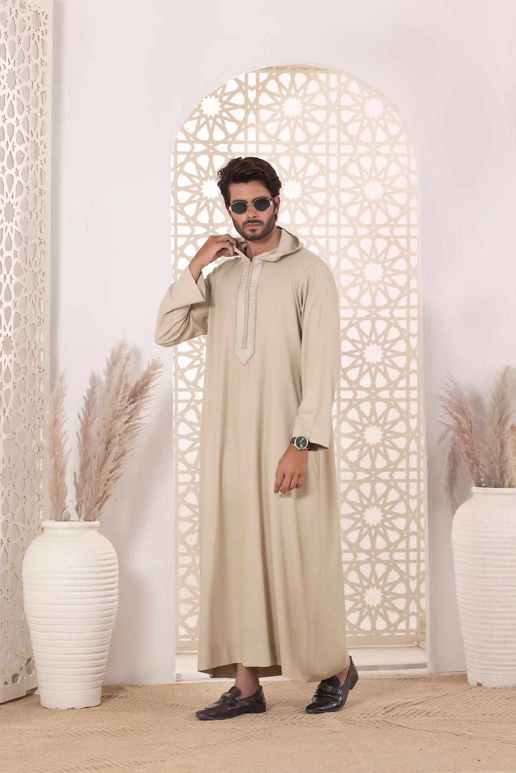 Skin Embroidered Jubbah by Al Deebaj