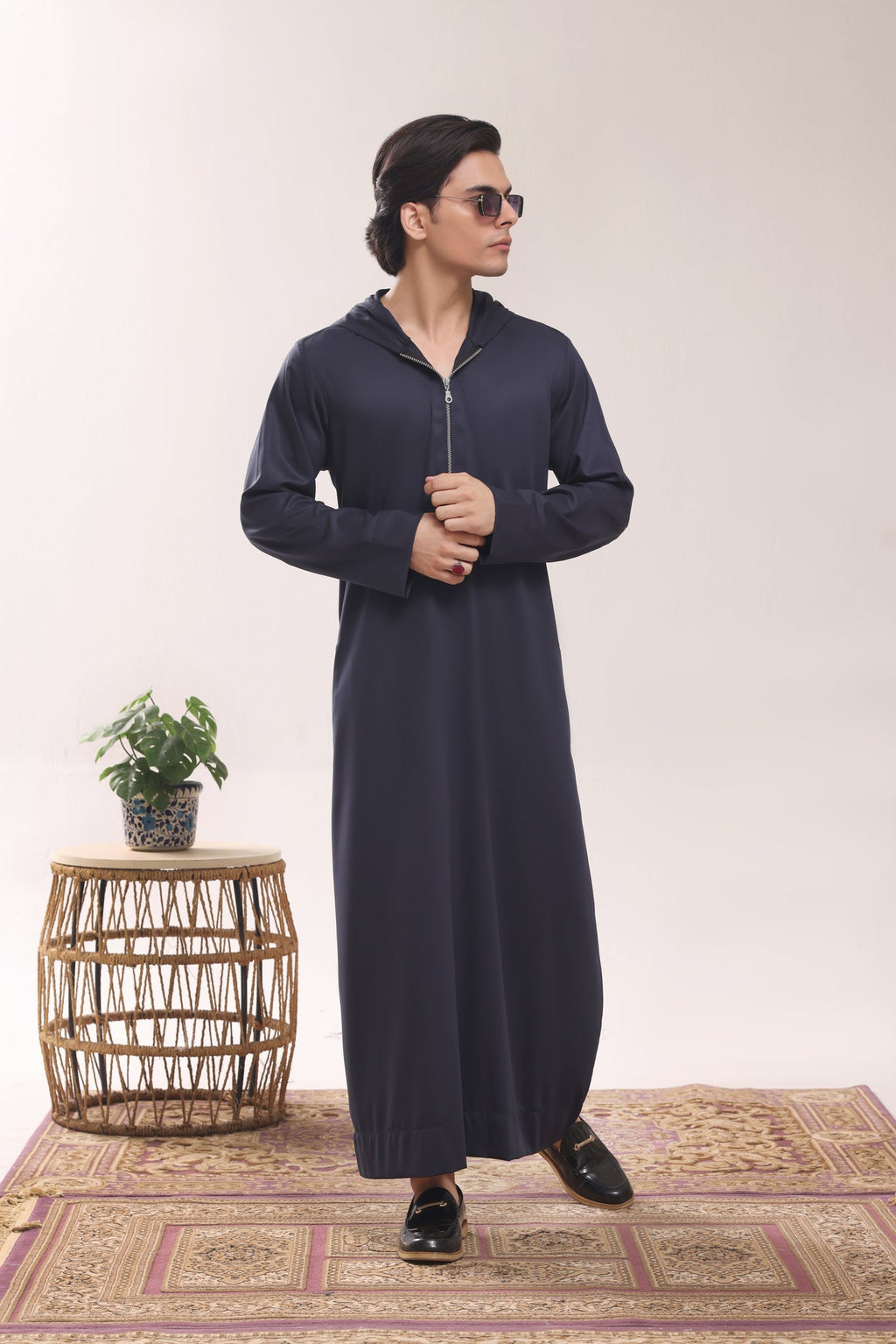 Navy Hoodie Zipper Jubbah J054 by Al Deebaj, photo 3
