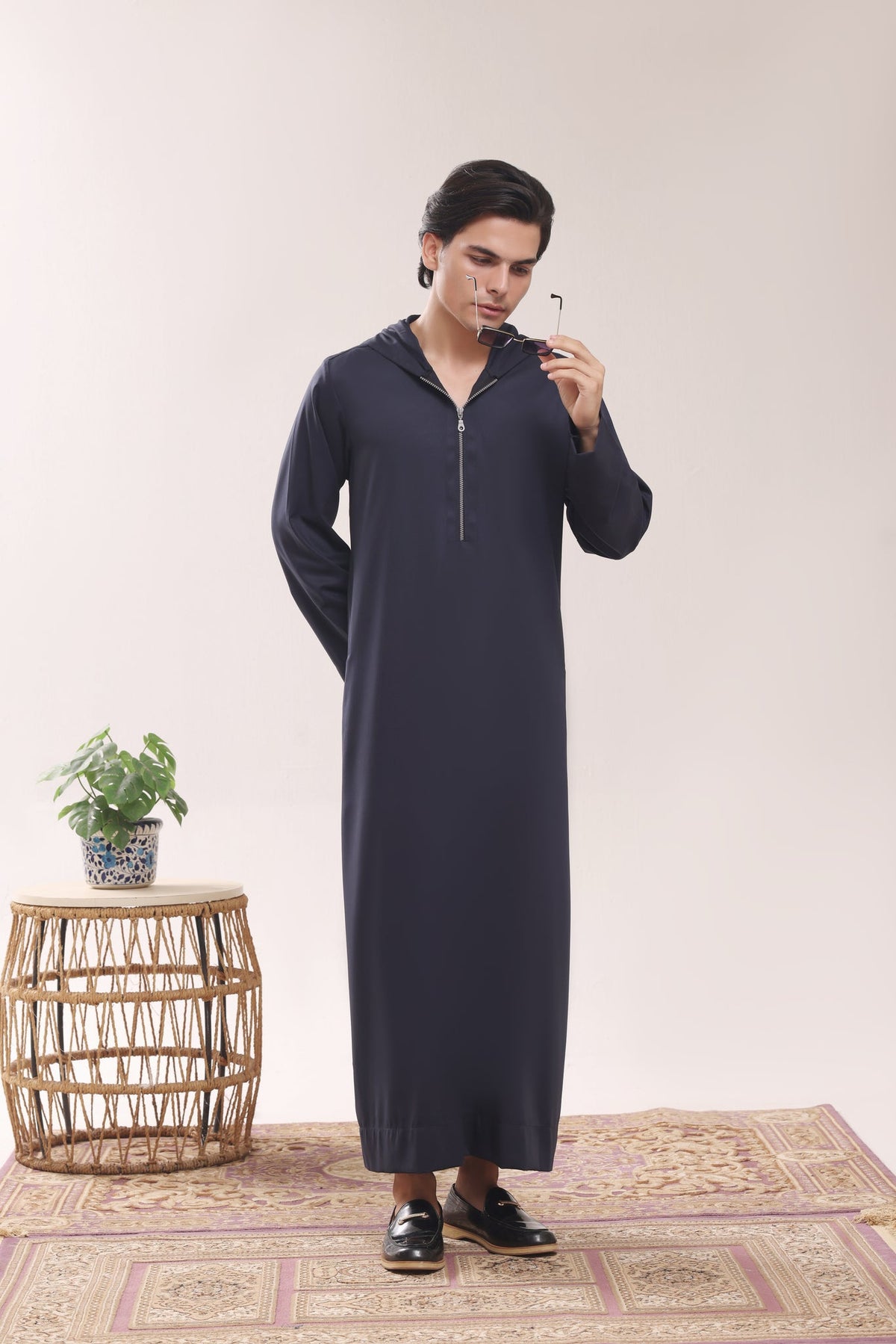 Navy Hoodie Zipper Jubbah J054 by Al Deebaj, photo 4