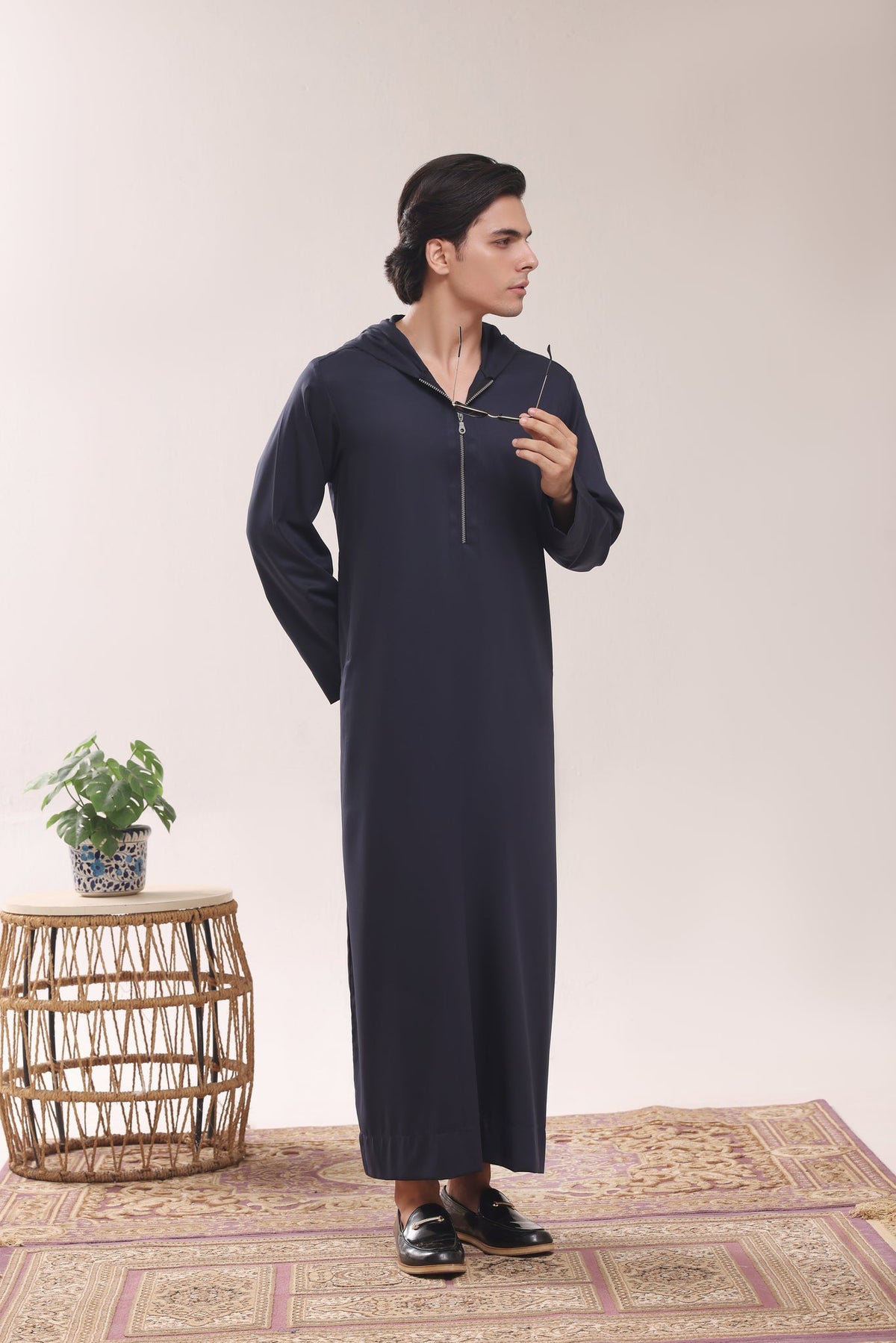 Navy Hoodie Zipper Jubbah J054 by Al Deebaj