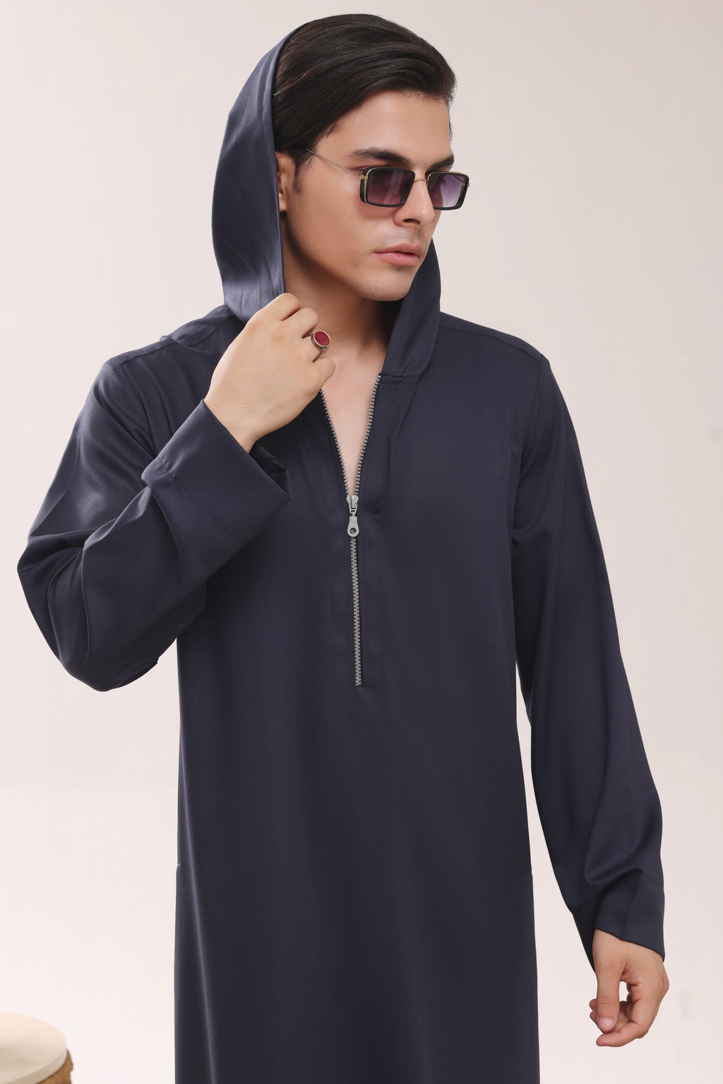 Navy Hoodie Zipper Jubbah J054 by Al Deebaj, photo 6