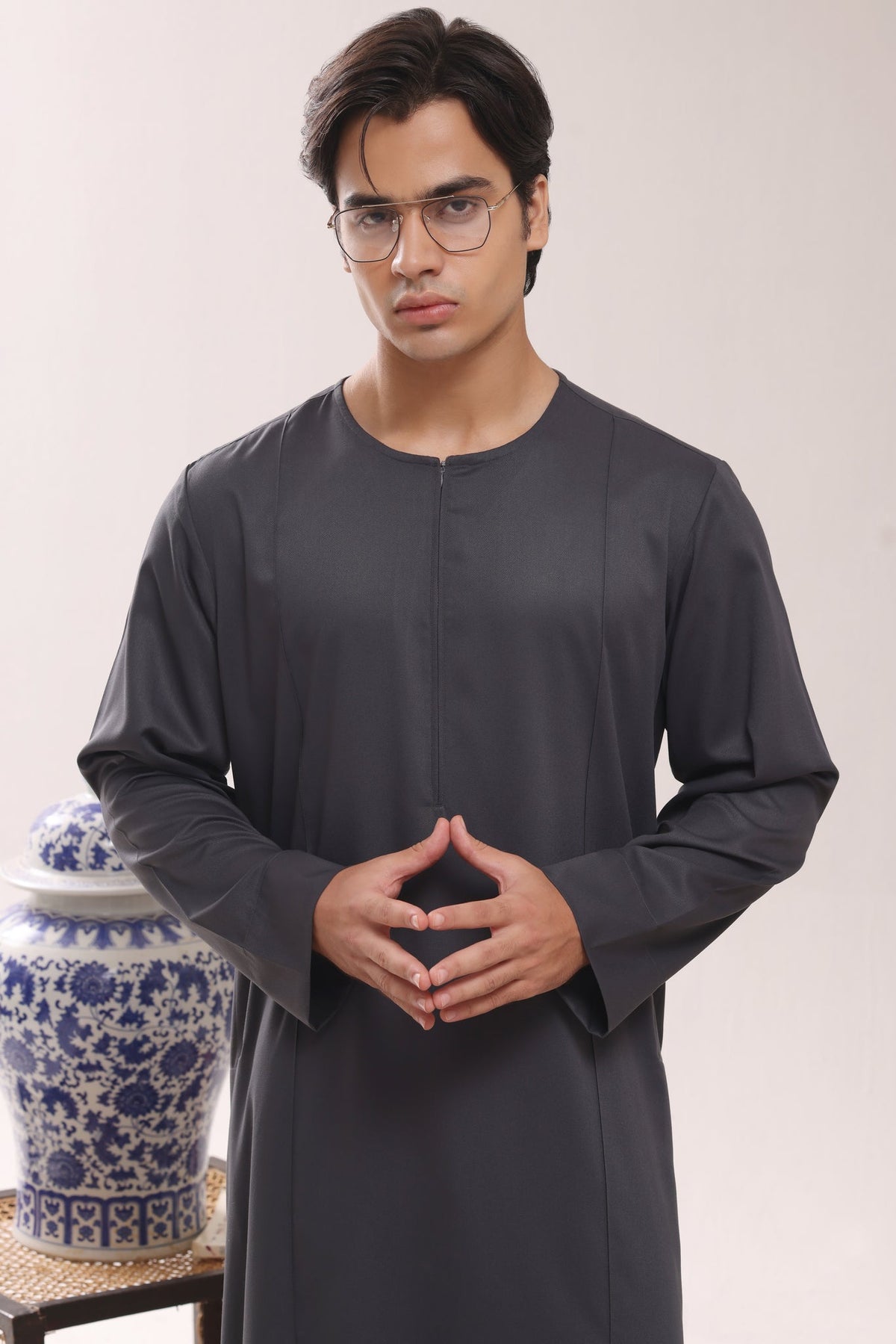 Charcoal Design Jubbah by Al Deebaj