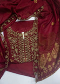 Embroidered Red Jacquard Cotton 3-Piece Stitched Suit by Bin Saeed