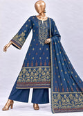 Embroidered Navy Blue Jacquard Cotton 3-Piece Stitched Suit by Bin Saeed