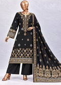 Embroidered Black Jacquard Cotton 3-Piece Stitched Suit by Bin Saeed