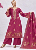 Embroidered Hot Pink Jacquard Cotton 3-Piece Stitched Suit by Bin Saeed