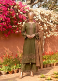 Olive Green Marina 3-Piece Stitched Suit by Bin Saeed