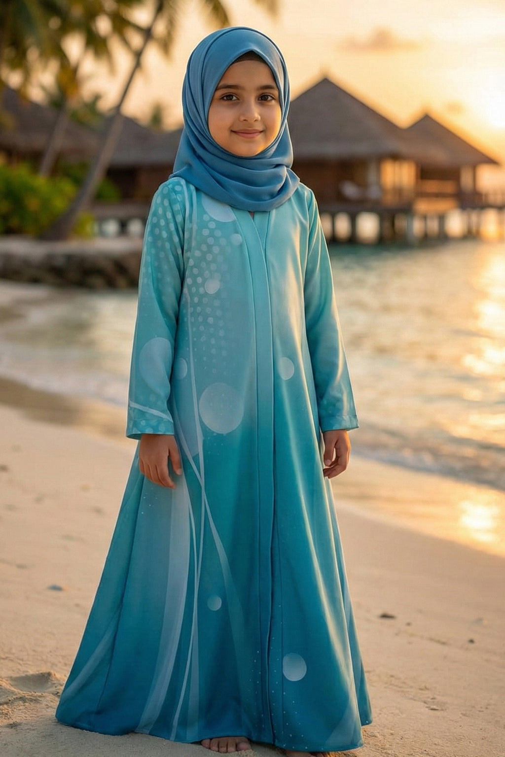 Samiya Aqua Blue Abaya by Al Deebaj