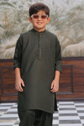 Green Self Kids Kurta Shalwar by Al Deebaj