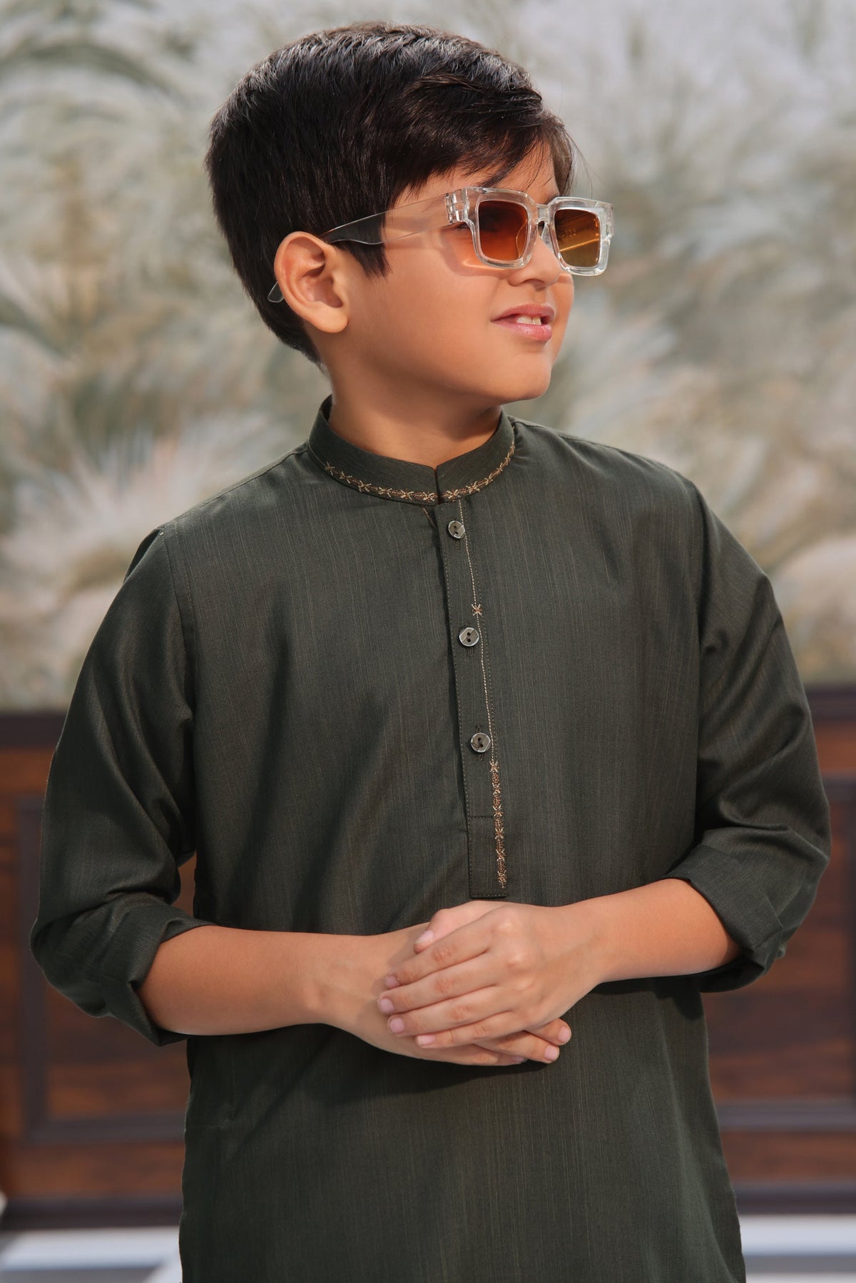 Green Self Kids Kurta Shalwar by Al Deebaj, photo 2