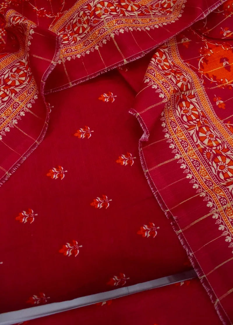 Printed Red Khaddar 3-Piece Unstitched Suit by Bin Saeed, photo 2