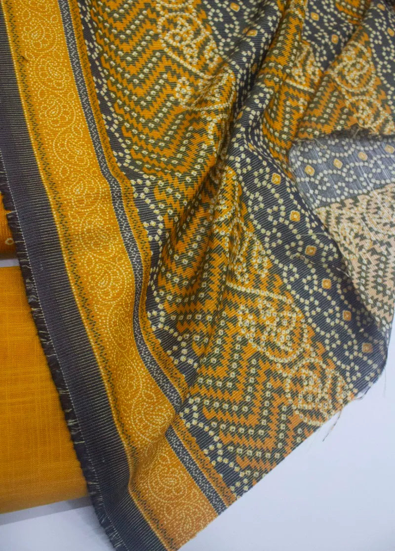 Printed Orange Khaddar 3-Piece Unstitched Suit by Bin Saeed, photo 3