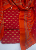 Printed Red Khaddar 3-Piece Unstitched Suit by Bin Saeed