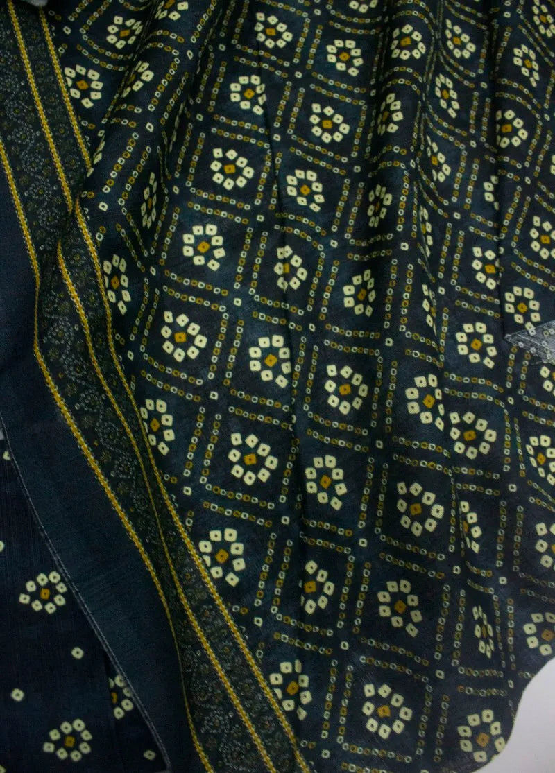Printed Navy Blue Khaddar 3-Piece Unstitched Suit by Bin Saeed, photo 3