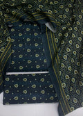 Printed Navy Blue Khaddar 3-Piece Unstitched Suit by Bin Saeed